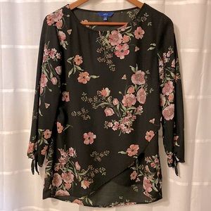 Apt 9 Black Floral Tunic Top - Sz M